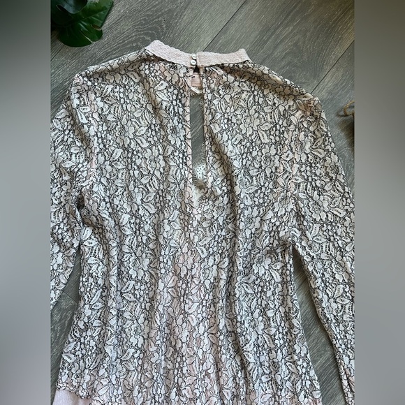 Free People Tell Tale Keyhole Gauzy Eyelash Lace Trapeze Dress in Pearl L - Picture 12 of 16